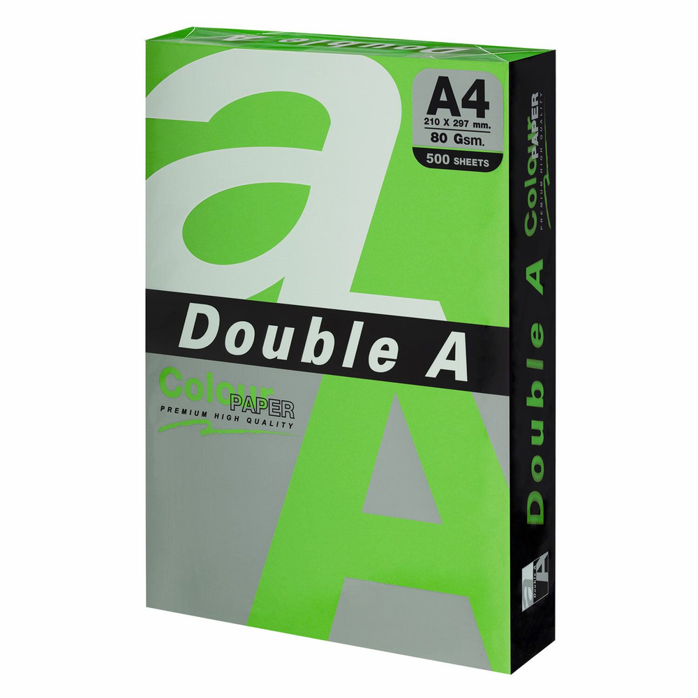 Бумага цветная DOUBLE A, А4, 80 г/м2, 500 л., интенсив, зелёная #1