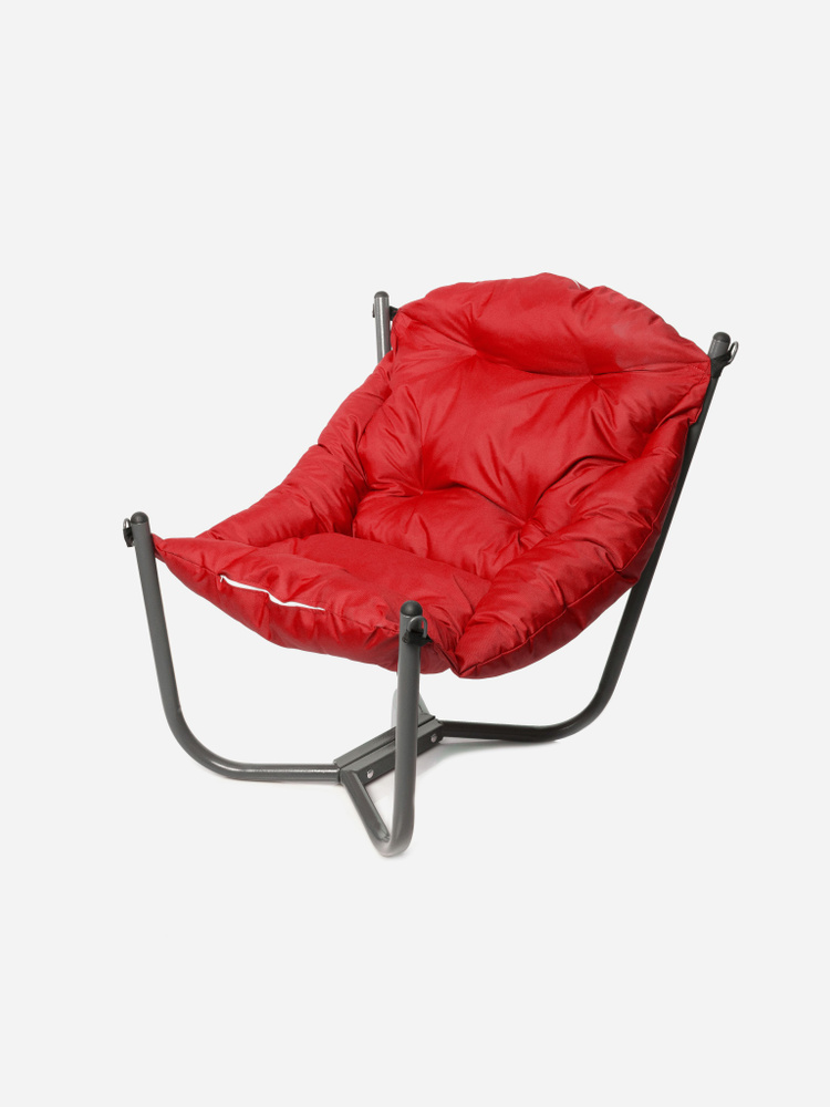 Мягкое кресло для дачи и дома Гамак серое красная подушка  #1