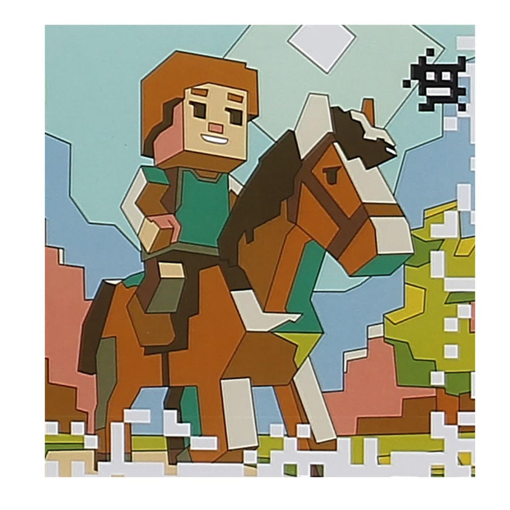 Картина по номерам 20*20 см, холст, на подрамнике Пиксельный наездник Мир пикселей Lori Рхи-001  #1