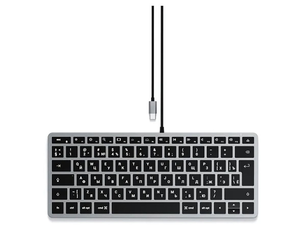 Satechi Клавиатура проводная Slim W1 Wired Backlit Keyboard, Русская раскладка, серый  #1