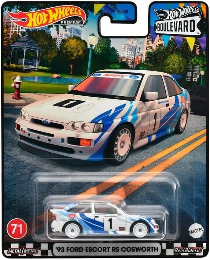 Коллекционная Premium машинка Hot Wheels '93 Ford Escort RS Cosworth Diamond White (коллекция Boulevard #1