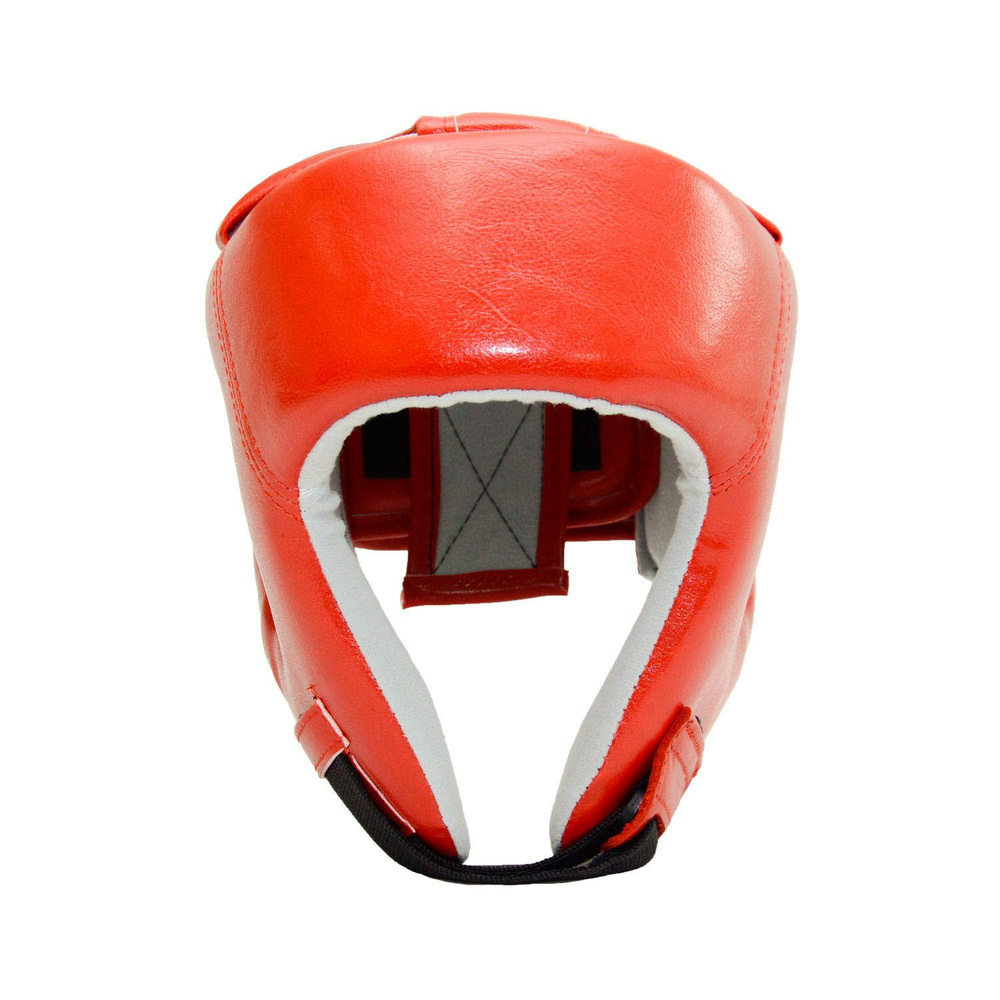 Шлем для бокса и рукопашного боя открытый экокожа M красный без лого Леоспорт  #1