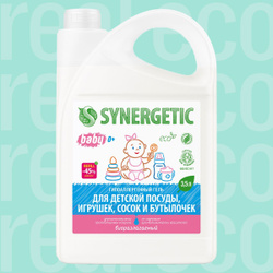 Средство для мытья детской посуды, игрушек и бутылочек 0+ SYNERGETIC гипоаллергенное, без запаха, 3,5л все продукты
