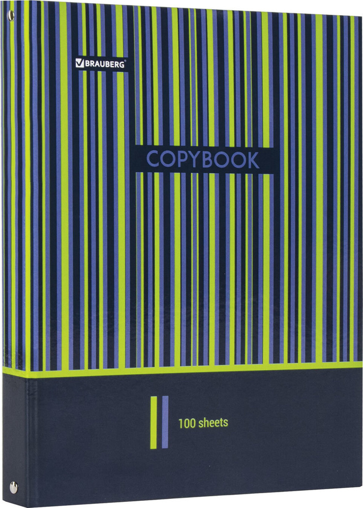 Тетрадь на кольцах Brauberg А4 100 л А4 210х265 мм, клетка, глянцевая ламинация, "Полосы" (403273)  #1