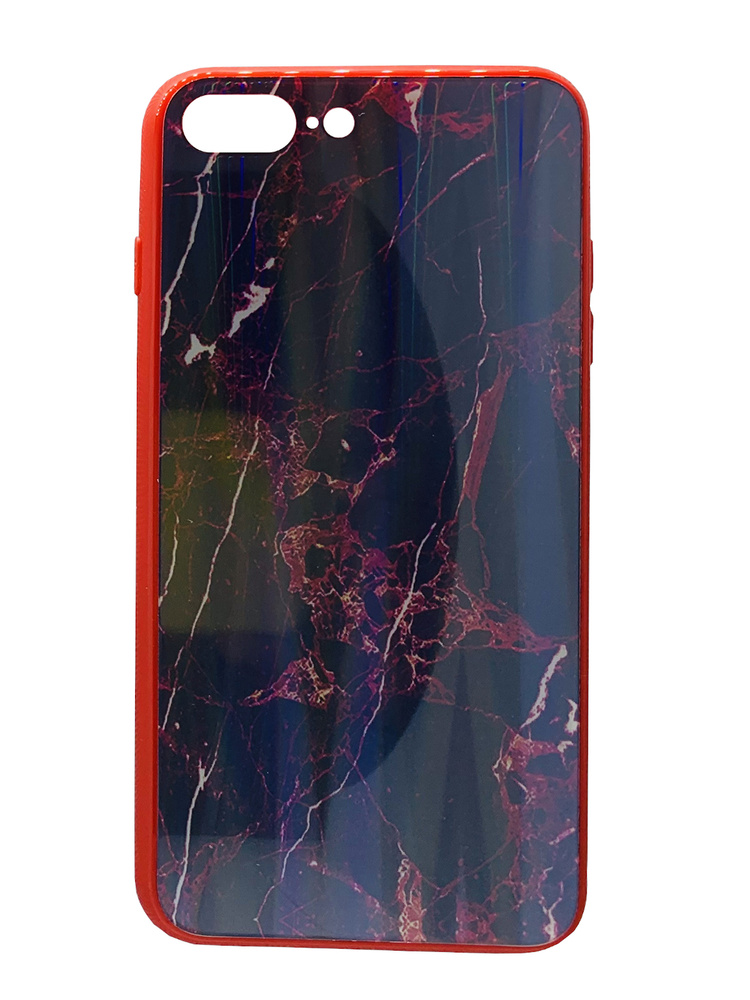 Накладка пластиковая Мрамор с силиконовой окантовкой для Apple iPhone 7 Plus / iPhone 8 Plus красный #1