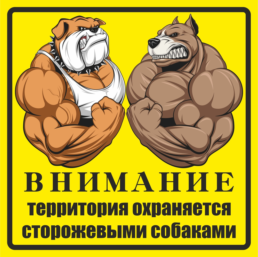 Информационная табличка "Осторожно! Злая собака №5" 200x200 мм из пластика 3 мм  #1