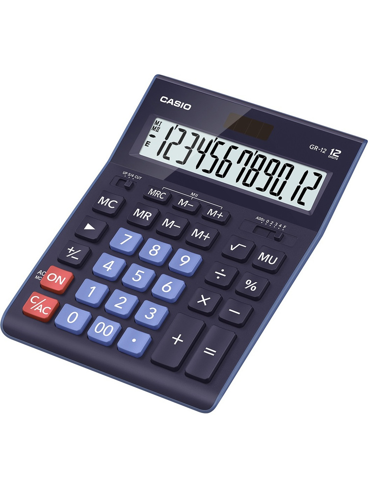 Калькулятор CASIO GR-12, синий, 12 разрядов, бухгалтерский #1