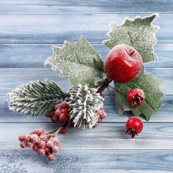 Зимнее волшебство Украшение на праздник новогоднее зеленый, красный 20 см, 1 шт.  #1
