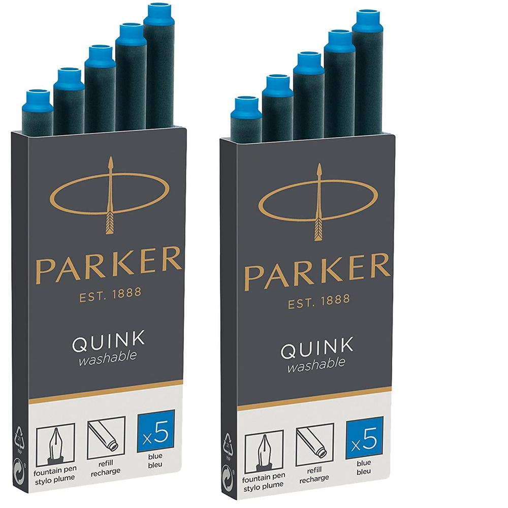 Картриджи чернильные PARKER Cartridge Quink, цвет синий, смываемые чернила, 2 упаковки по 5 шт, А26372 #1