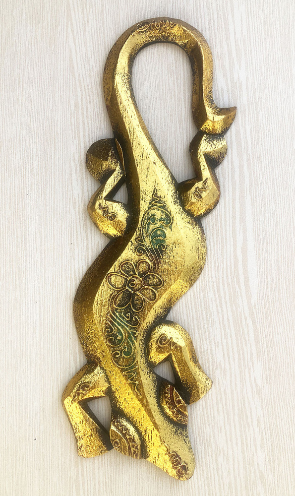 Панно настенное Игуана золотая Индонезия "WoodOwl" #1