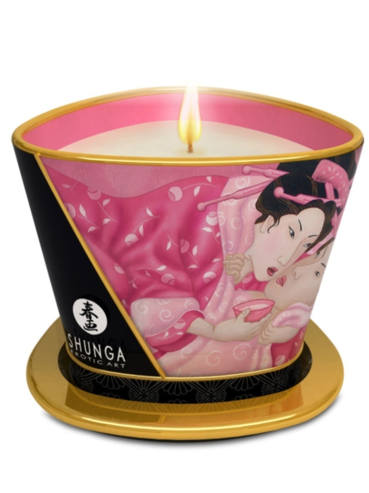 Массажное масло. Масло-свеча Rose Petals с ароматом розы - 170 мл. Shunga  #1