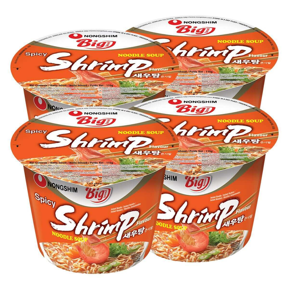 Лапша быстрого приготовления креветочная Nongshim, чашка 115 г х 4 шт  #1