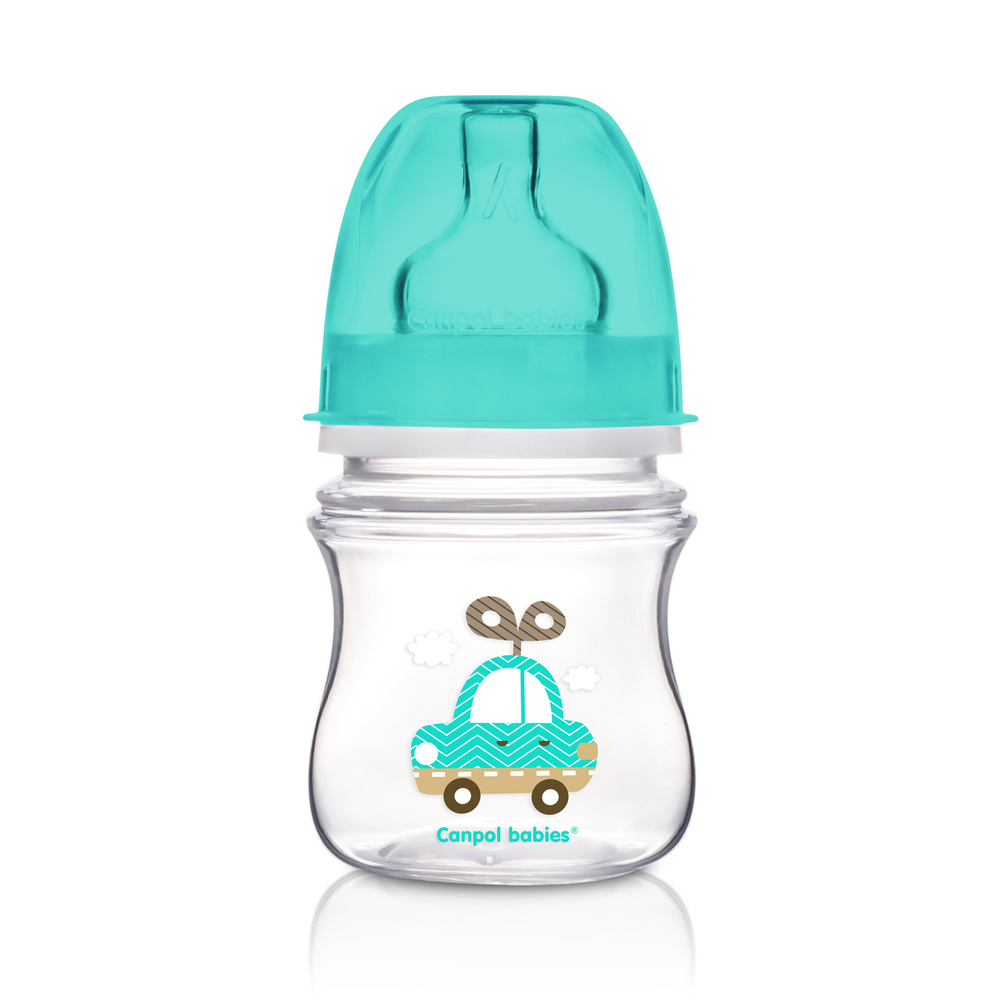 Бутылочка Canpol Babies PP EasyStart с широким горлышком антиколиковая, 120 мл, 0+ Toys, цвет: голубой #1