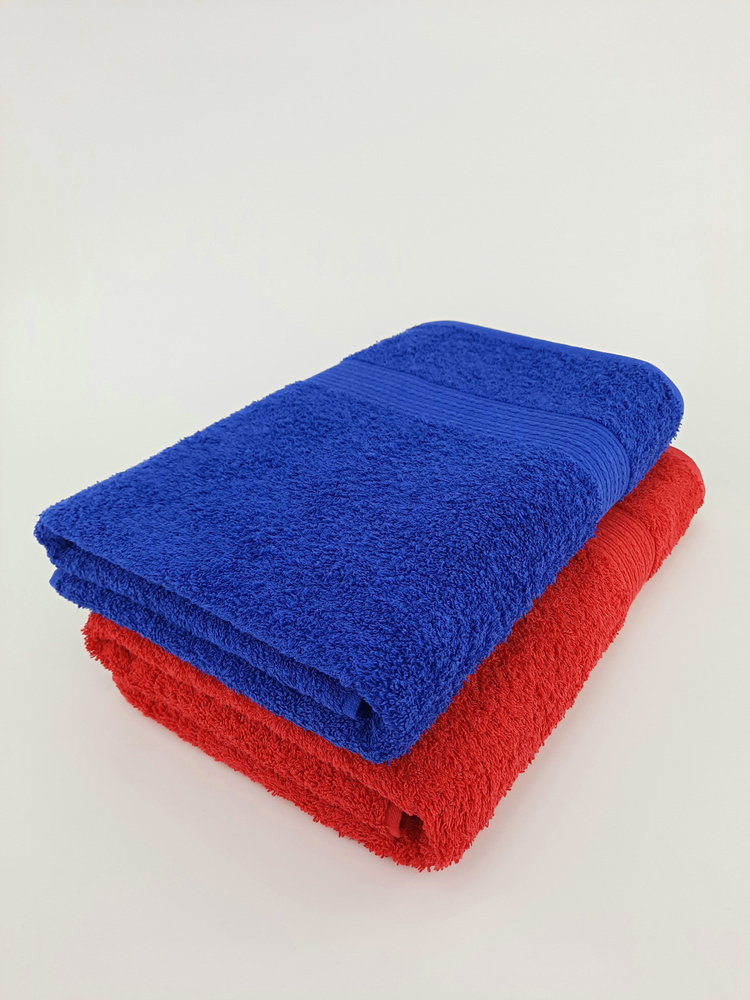 Байрамали Набор банных полотенец, Хлопок, 70x140 см, красный, темно-синий, 2 шт.  #1