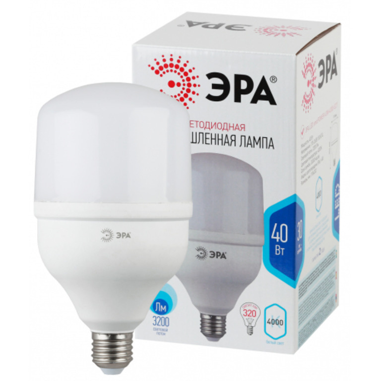 ЭРА Лампочка Лампа светодиодная LED smd POWER 40W-4000-E27 эквивалент 320Вт (1шт в упаковке), Нейтральный #1