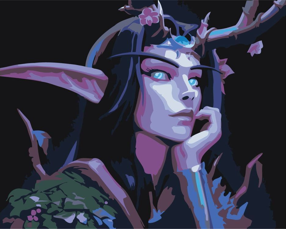 Картина по номерам ЖПН на холсте с подрамником "Эльф из WOW World Of Warcraft" Раскраска 40х50 см  #1