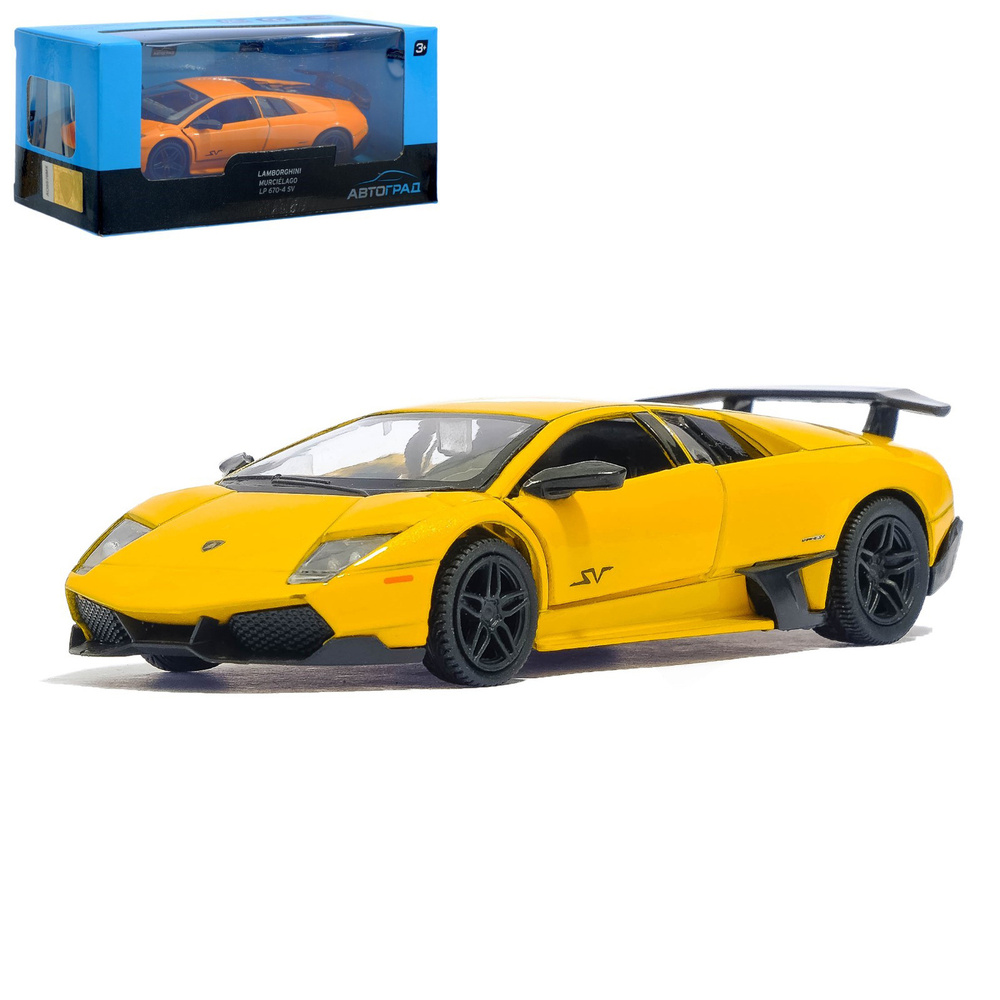 Машина металлическая Автоград LAMBORGHINI MURCIELAGO LP 670-4 SV, 1:32, инерция, цвет жёлтый  #1