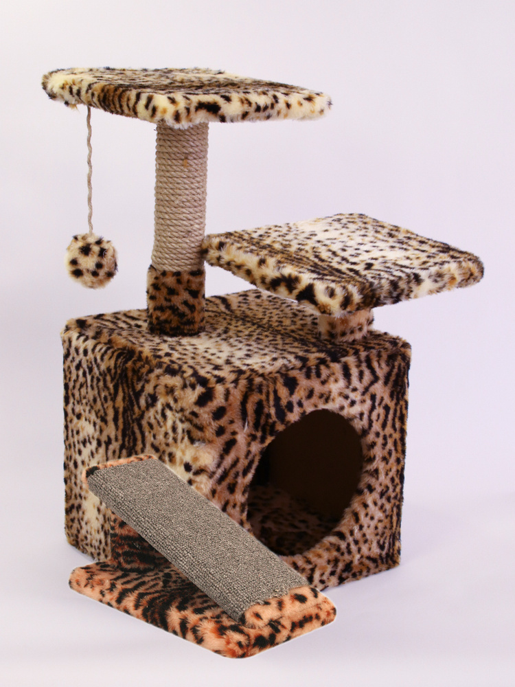 Дом для кота с когтеточкой "Меридиан", в комплекте когтеточка горка из ковролина  #1