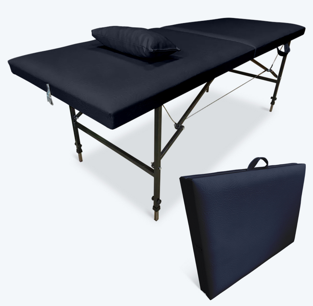 Кушетка складная косметологическая 190х70 и регулировкой высоты 65-85 см Черная Fabric-stol  #1