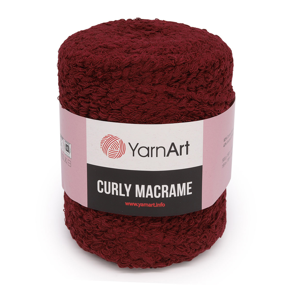 Пряжа YarnArt Curly Macrame Ярнарт Кудрявая Макраме буклированная Хлопок, 781 бордо, 500 гр 195 м, 2 #1