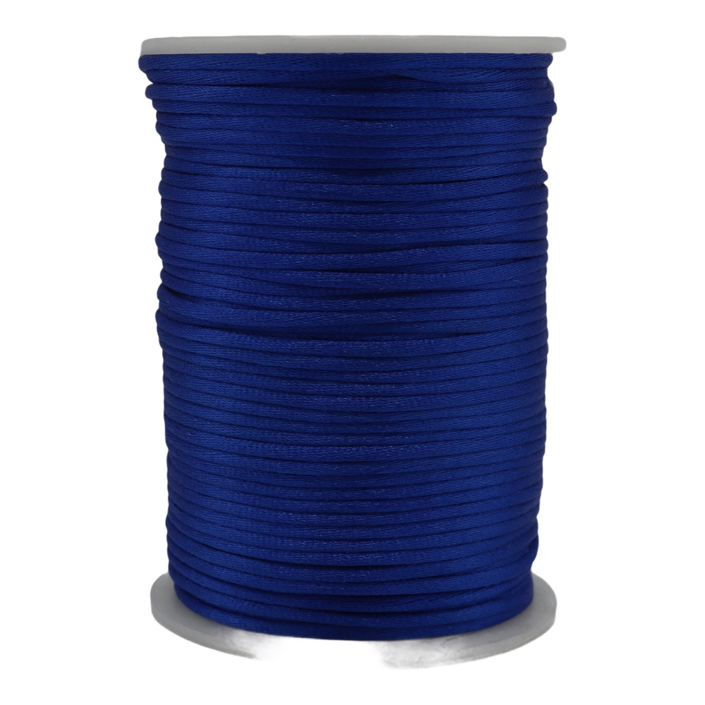 Шнур атласный, нейлоновый 2 мм x 90 м, цвет: синий для воздушных петель  #1