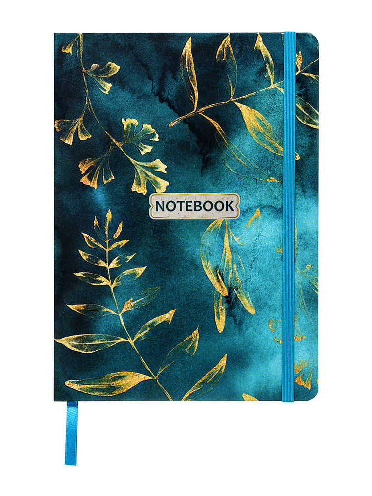 Записная книжка-блокнот ПОЛИНОМ Gold floral pattern А5+, 96л, клетка, 70г/м2, твердая обложка soft-touch, #1