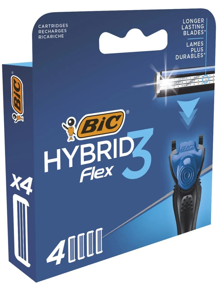 BIC Сменные кассеты "Flex 3 Hybrid", 3-лезв., увл.полоска (4 сменные кассеты)  #1