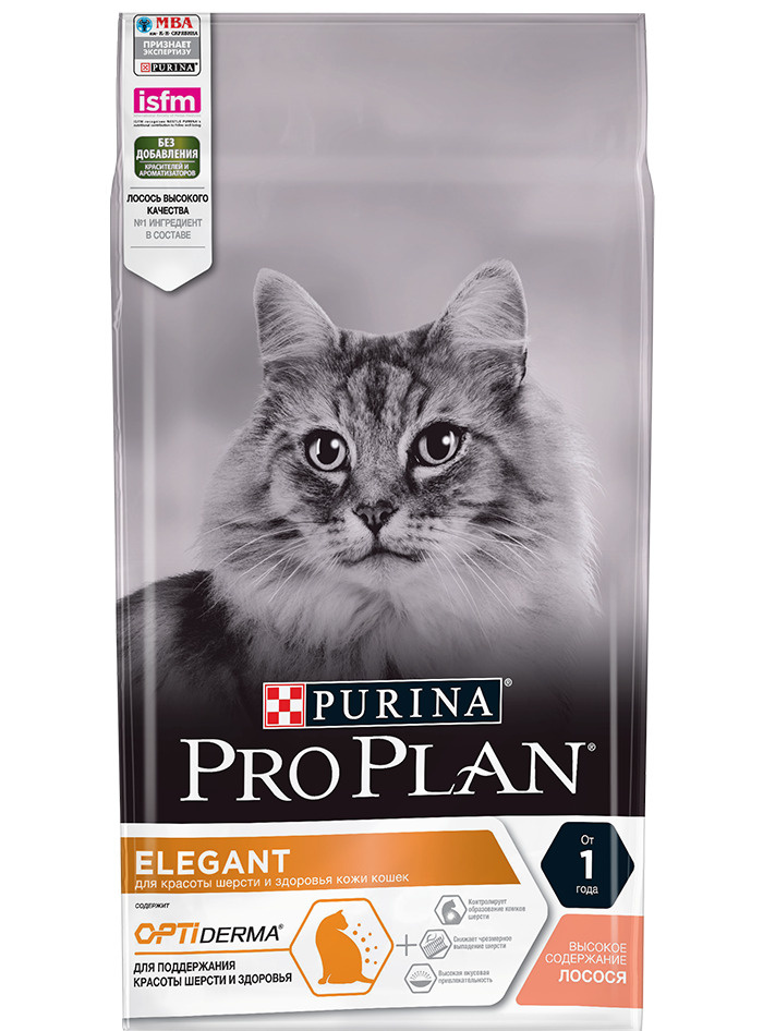 Purina Pro Plan Elegant Adult Optiderma сухой корм для кошек всех возрастов с чувствительной кожей с #1