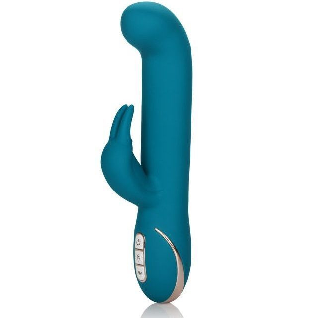 Бирюзовый вибратор с изогнутой головкой Jack Rabbit Signature Silicone Rocking G Rabbit - 20 см.  #1