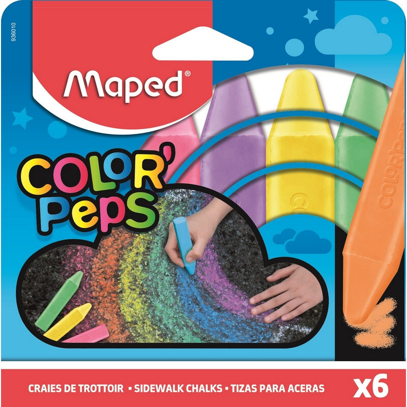 Мел асфальтный COLORPEPS Maped прямоугольной, 6 цветов, 936010 #1