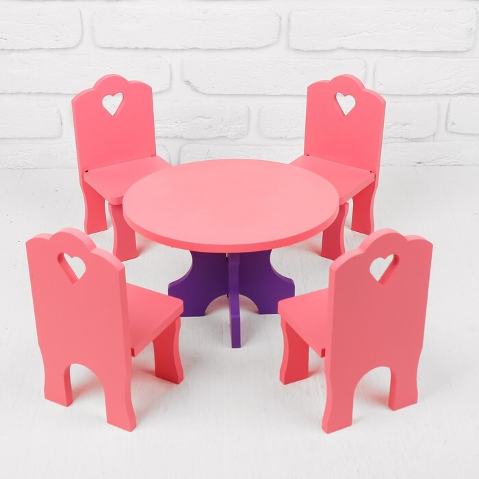Мебель кукольная Столик со стульчиками, 5 деталей #1