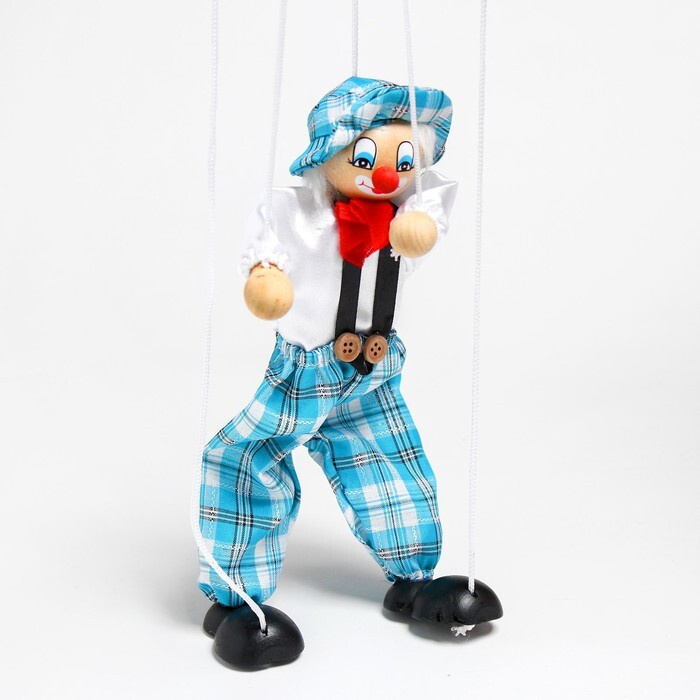 Дергунчик - марионетка на ниточках "Клоун в шляпе", в ассортименте, 1 шт.  #1