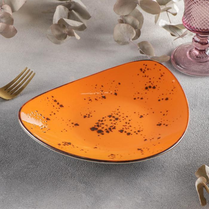 Блюдо керамическое треугольное Созвездие , 22 18 см, цвет оранжевый  #1