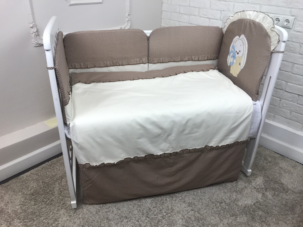 Комплект бортиков в детскую кроватку для новорожденных 6 предметов LuBaby Зайка  #1
