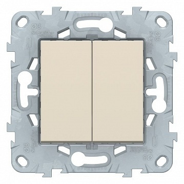 Выключатель 2-клавишный UNICA NEW, скрытый монтаж, бежевый NU521144 Schneider Electric  #1