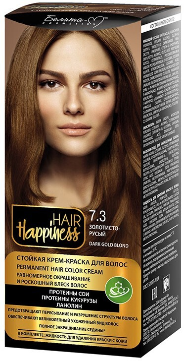 Белита-М Краска для волос Крем HAIR HAPPINESS Стойкая тон №7.3 Золотисто русый  #1