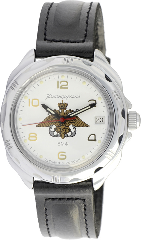 Мужские наручные часы Восток Командирские ВМФ 211829, механика, кожаный ремешок  #1