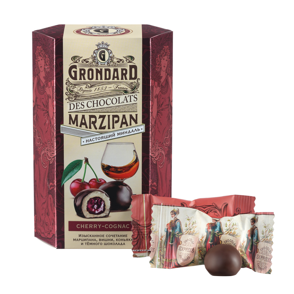 Марципан в шоколаде Grondard с начинкой Cherry-Cognac и вишней, 140 г  #1