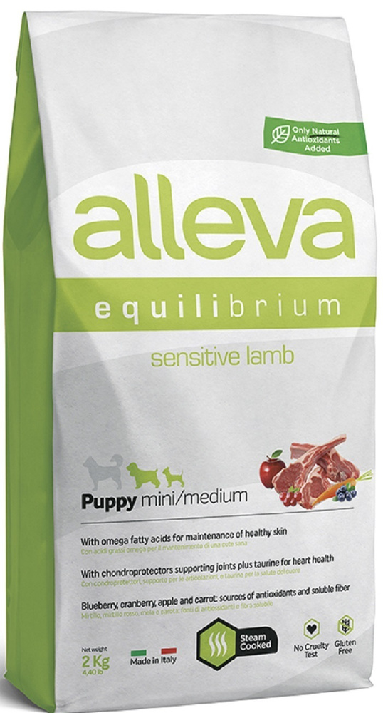 Сухой корм ALLEVA EQUILIBRIUM SENSITIVE LAMB PUPPY MINI/MEDIUM, для щенков маленьких и средних пород #1