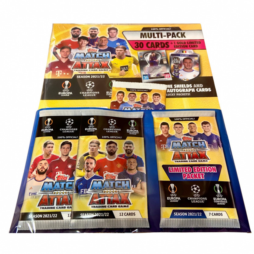 Мультипак карточек Topps Match Attax Лига Чемпионов УЕФА 2021-2022. Подарочный набор футбольных коллекционных #1