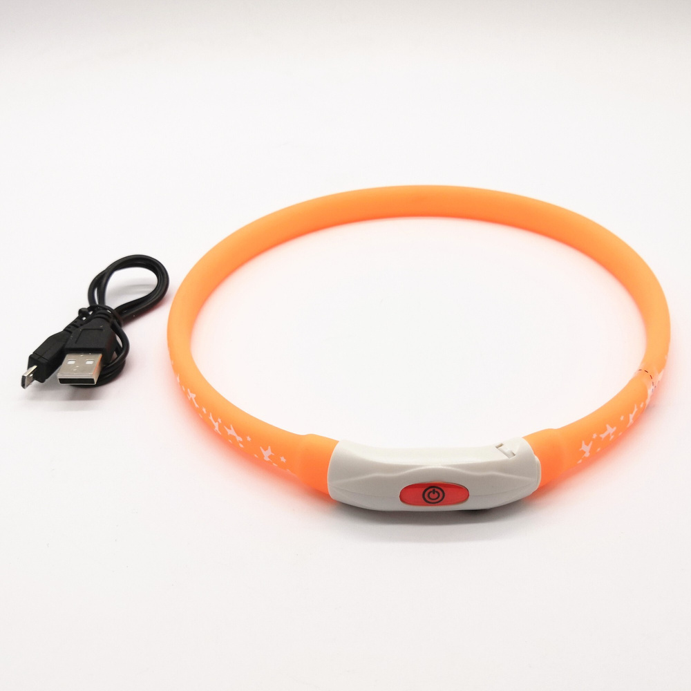 Ошейник Светящийся LED ZDK Zoowell Orange 70 (оранжевый, точечный с принтом, 70 см)  #1
