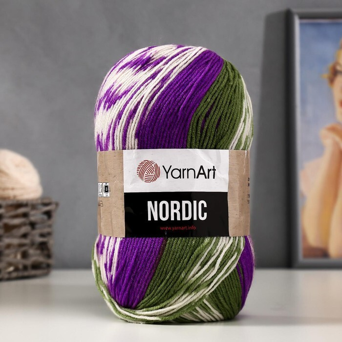 Пряжа для вязания YarnArt "Nordic" 20% шерсть, 80% акрил 510м/150гр, 666 принт  #1