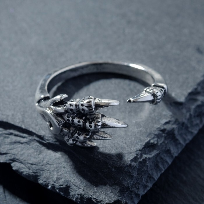 Кольцо "Перстень" когти, цвет черненое серебро, безразмерное  #1