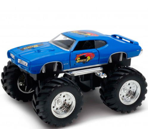 Игрушка модель металлической машины 1:38 Pontiac GTO (Понтиак ГТО) Wheel Monster, цвет: синий, Welly #1