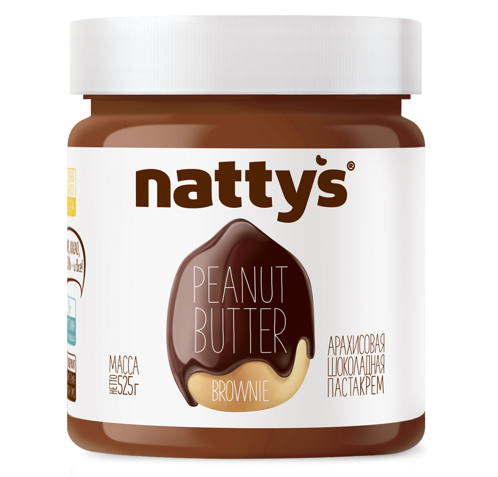 Арахисовая шоколадная паста Nattys BROWNIE с мёдом, 525 г #1