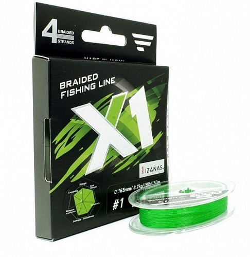 Шнур Favorite X1 PE X4 150м Light Green # 0.8 (0.148мм) 6.8кг 15Lb #1