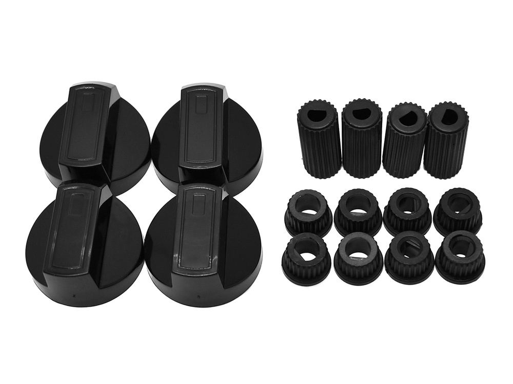 Ручки управления плиты универсальные с переходниками (4шт/комплект), черные, WL1034  #1