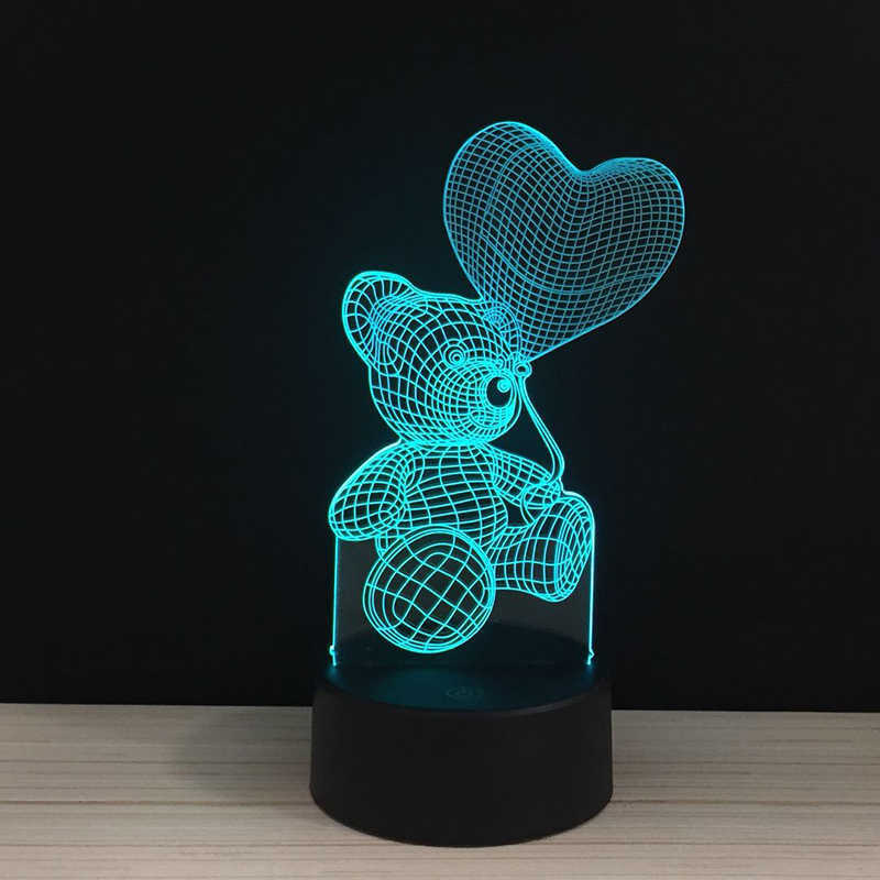 Настольный 3D LED светильник "Мишка" с сенсорной панелью, 7 режимов свечения  #1