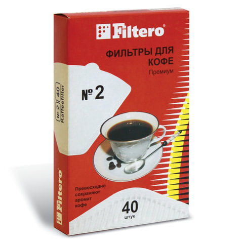 Фильтр FILTERO премиум №2 для кофеварок, бумажный, отбеленный, 40 штук  #1