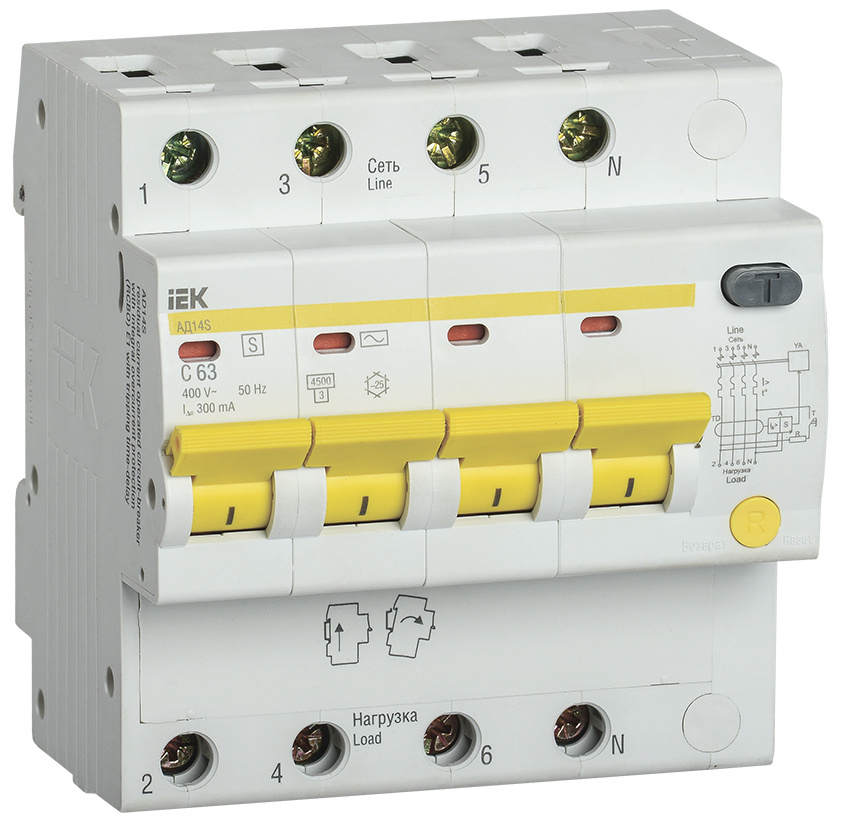Дифференциальный автоматический выключатель IEK, АД14S 4Р 63А 300мА  #1